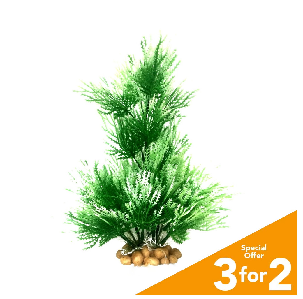 Classic Plastic Aquarium Plant (Large) - Green & White Grass