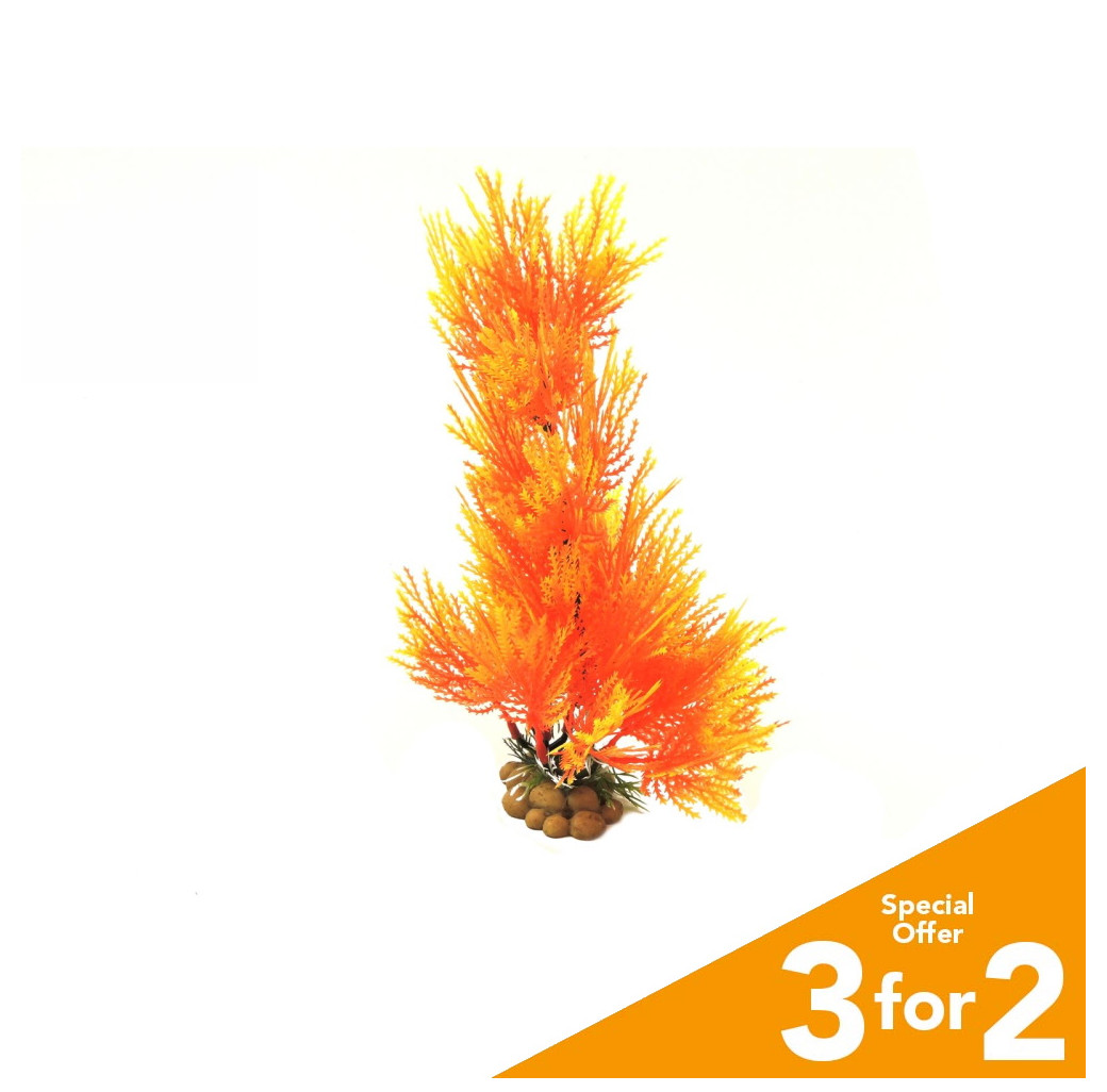 Classic Plastic Aquarium Plant (Large) - Orange Grass