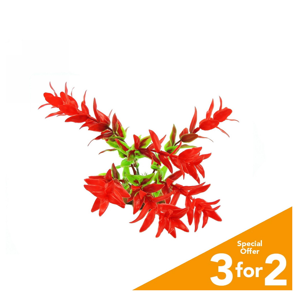 Classic Plastic Aquarium Plant (Medium) - Red Leaf