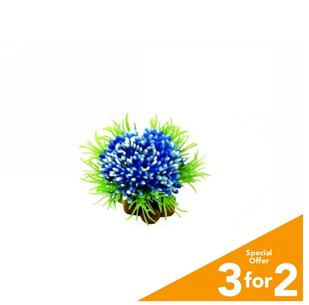 Classic Plastic Aquarium Plant (X-Small) - Green & Blue Moss