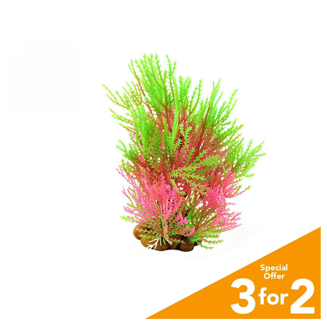 Classic Plastic Aquarium Plant (Small) - Light Green & Red Grass