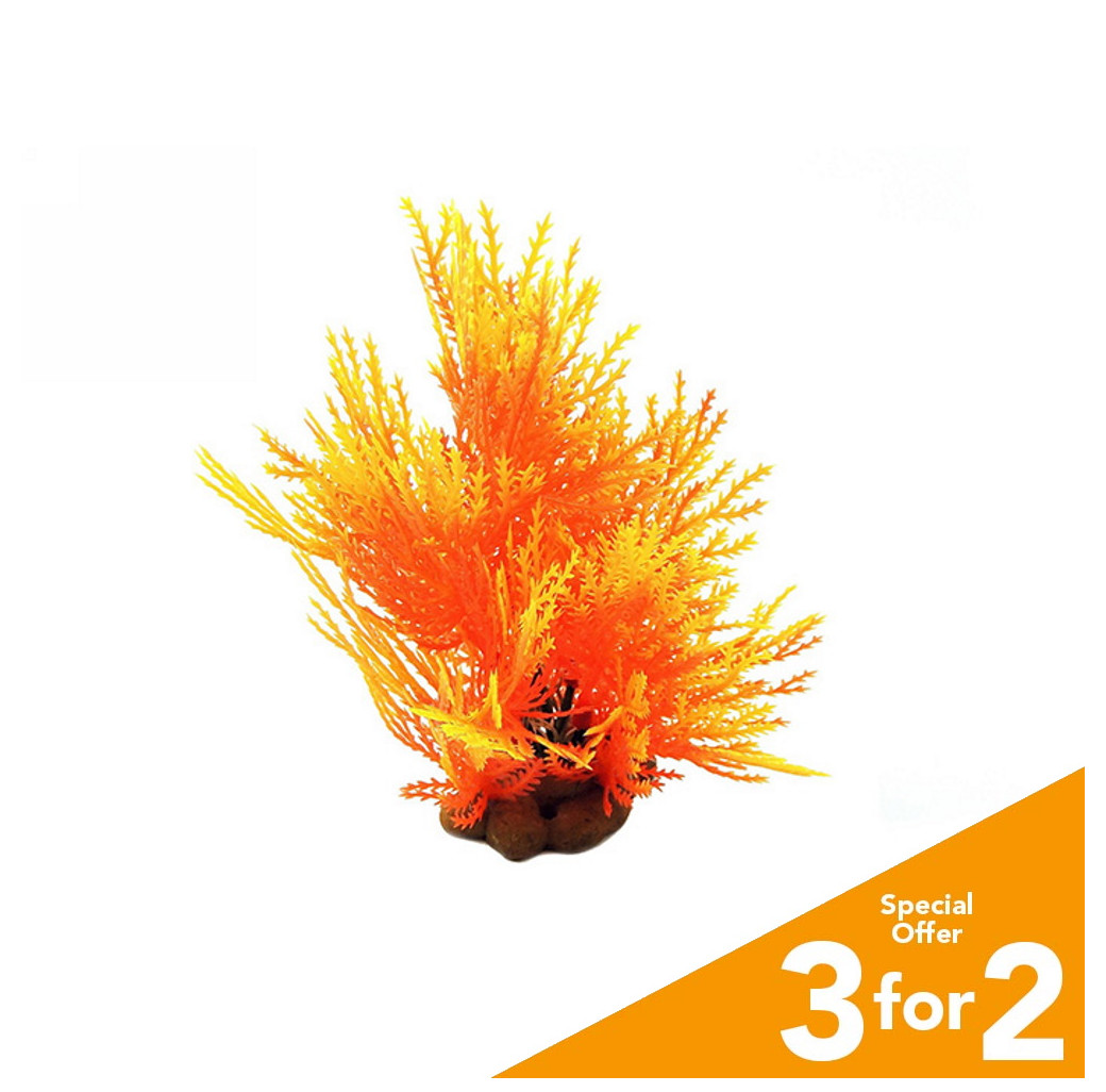 Classic Plastic Aquarium Plant (Small) - Orange Grass