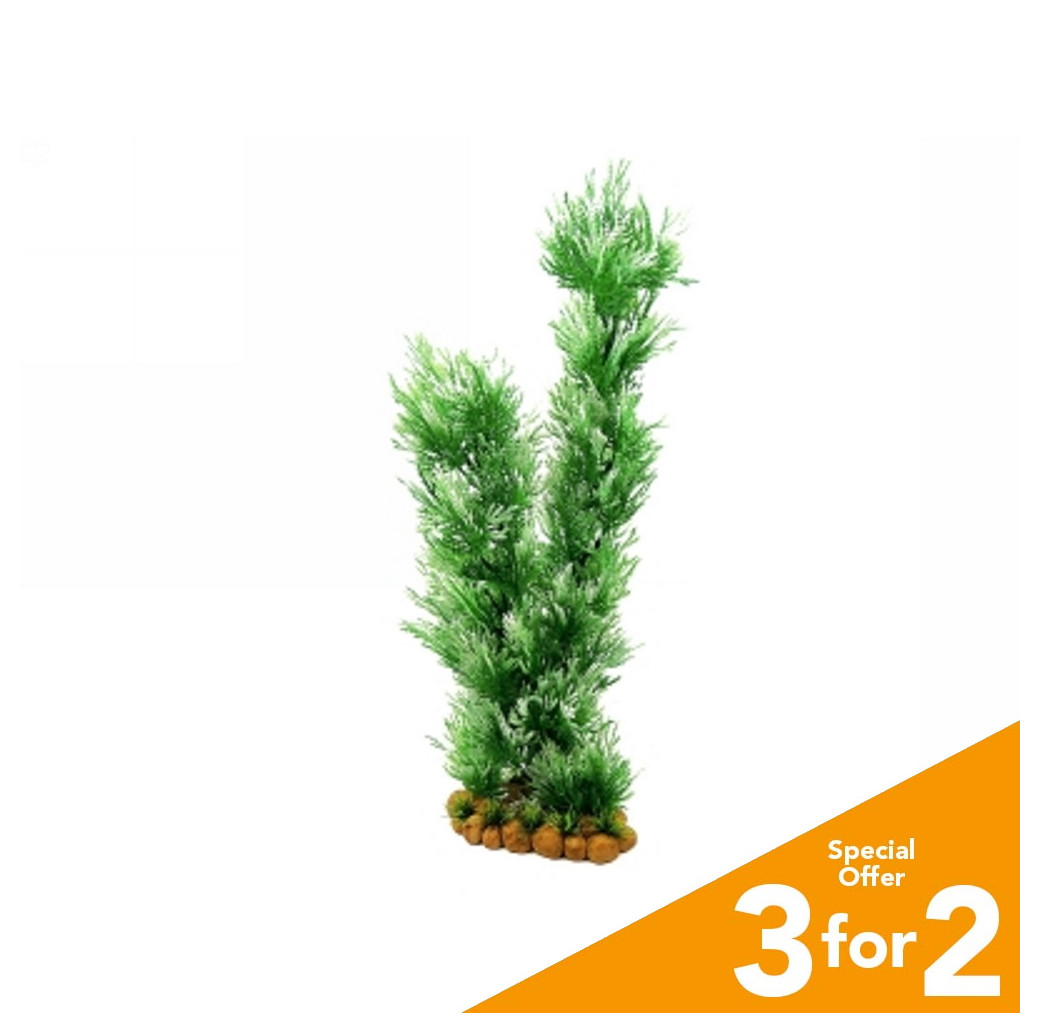 Classic Plastic Aquarium Plant (XX-Large) - Green & White Grass
