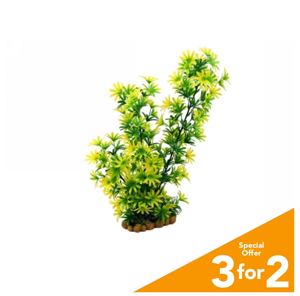Classic Plastic Aquarium Plant (XX-Large) - Green & Yellow Leaf