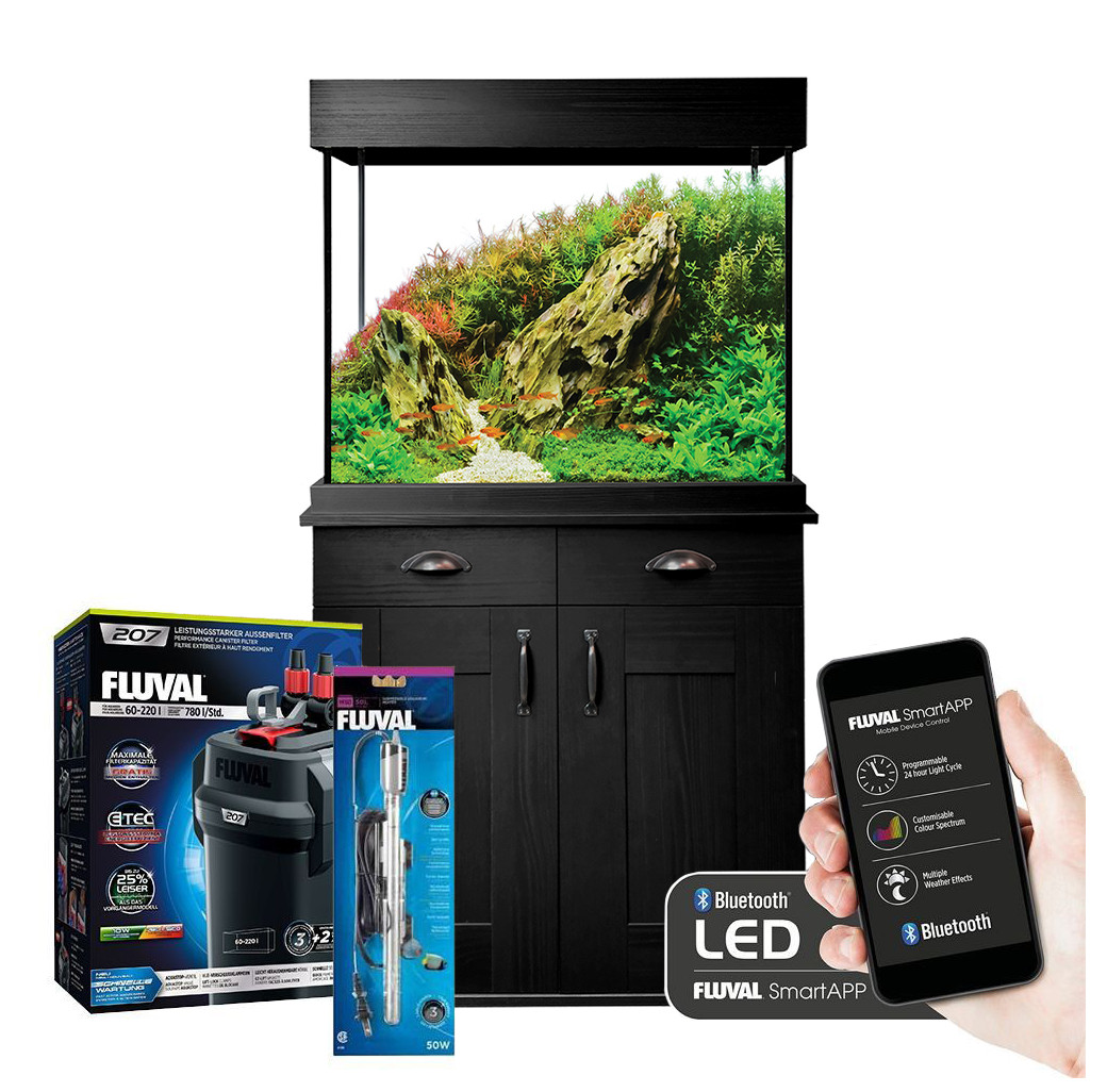 Fluval Shaker 168 Aquarium & Cabinet Set - Black Oak