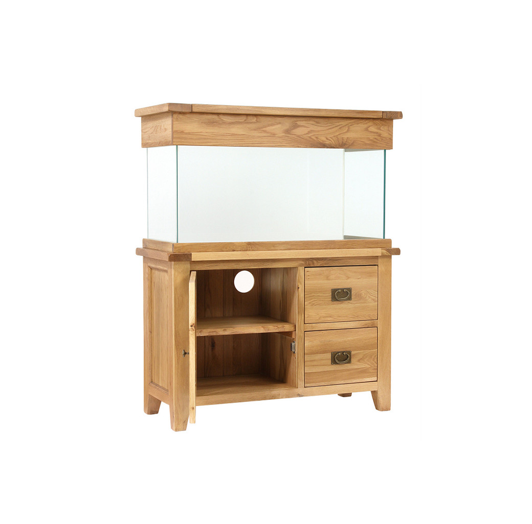 Aqua Oak 110cm Doors & Drawers Aquarium & Cabinet