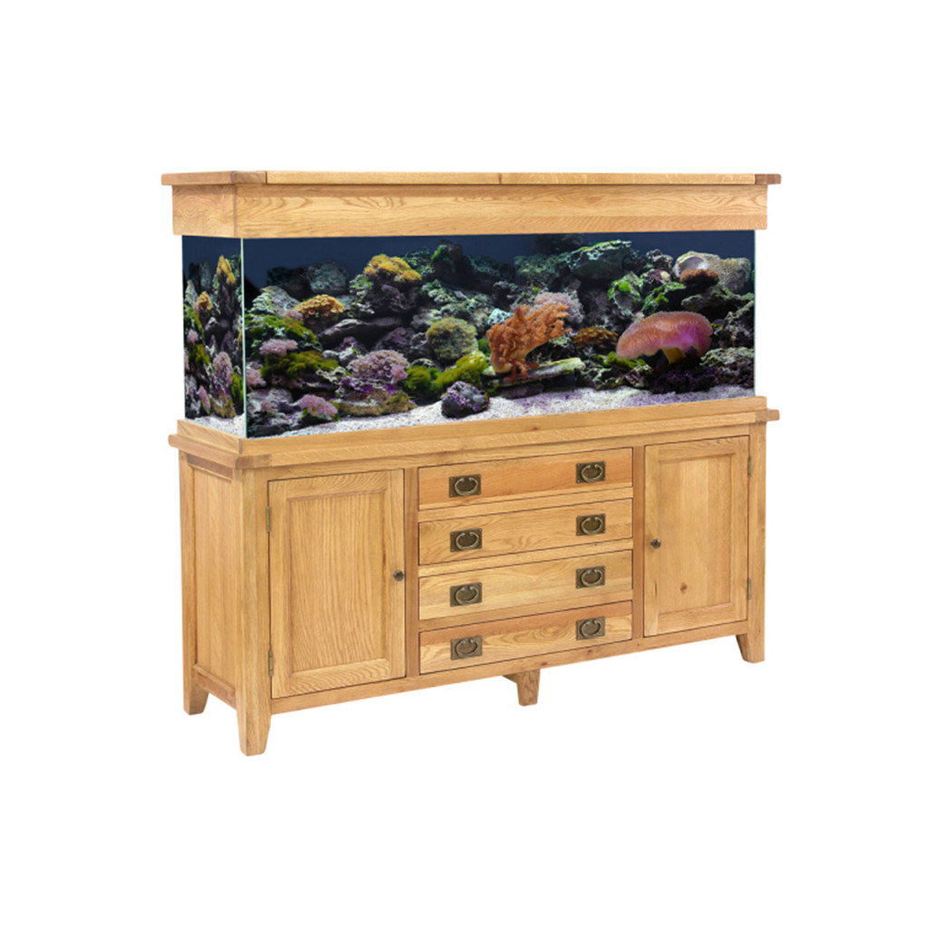 Aqua Oak 180cm Doors & Drawers Aquarium & Cabinet