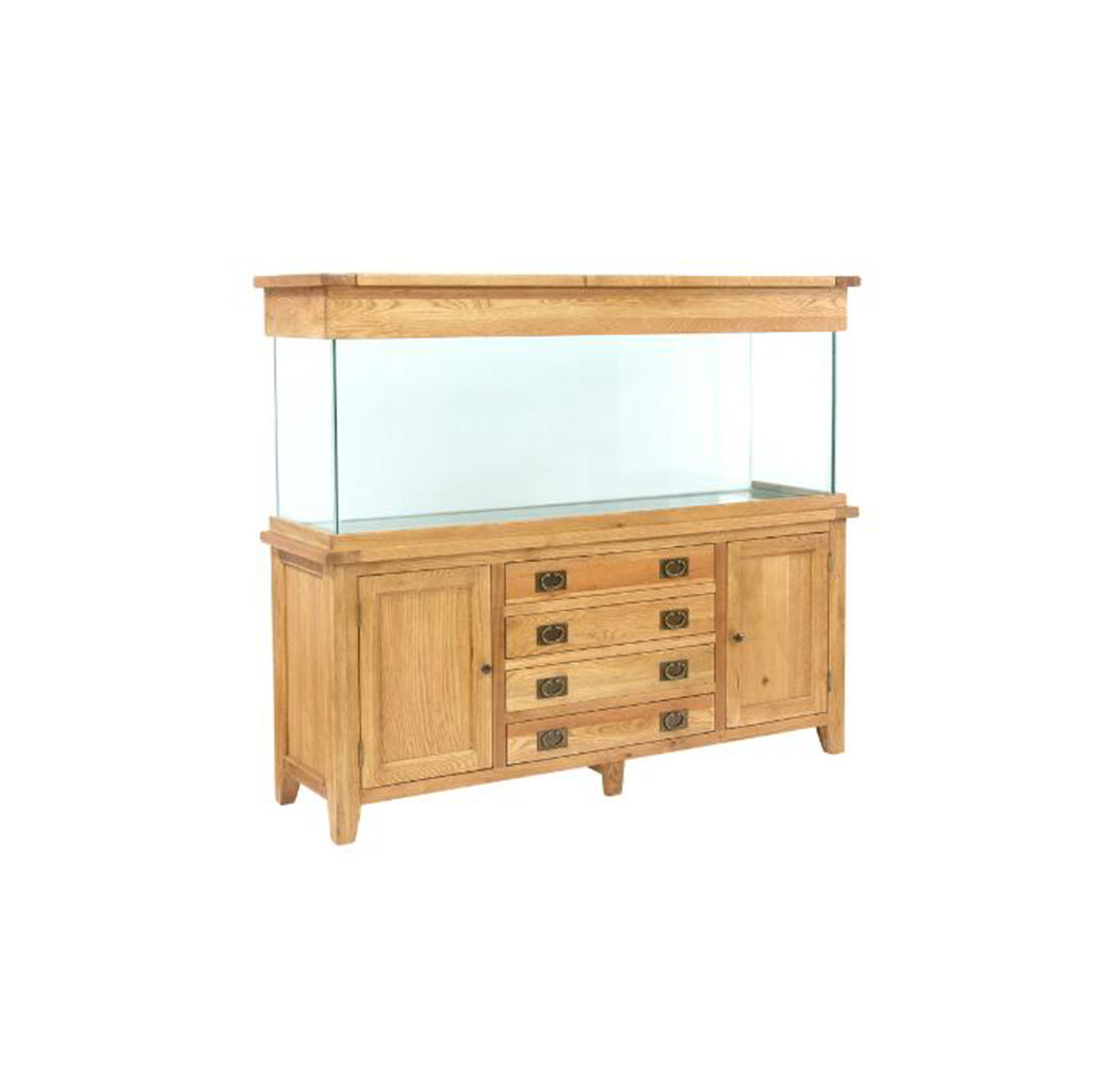 Aqua Oak 180cm Doors & Drawers Aquarium & Cabinet