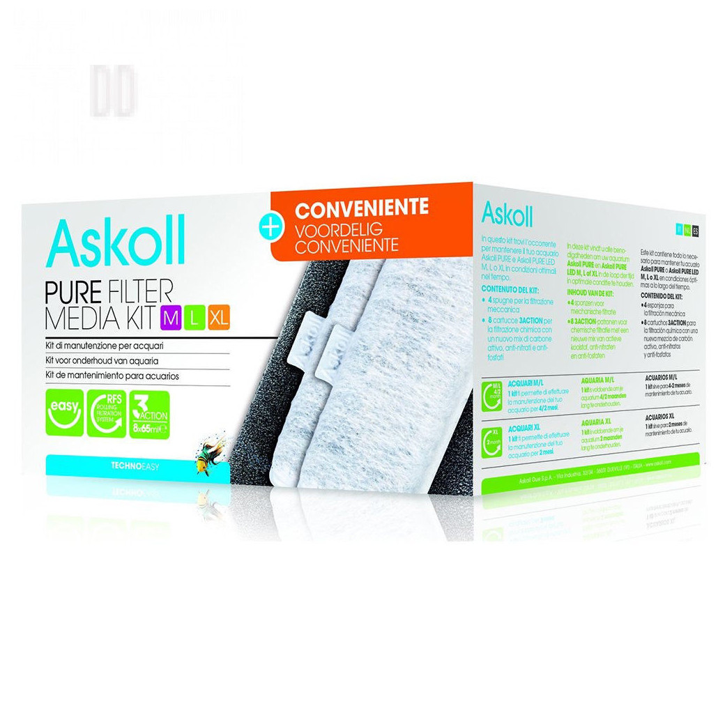 Askoll PURE Media Kit For Medium, Large & Extra Large Aquariums - Pack of 3 (+1)