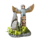 Totem pole with rocks and plants aquarium ornament