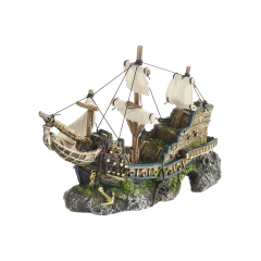 Galleon with sails, aquarium ornament.