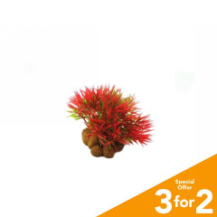 Classic Plastic Aquarium Plant (X-Small) - Green & Red Moss