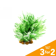 Classic Plastic Aquarium Plant (Small) - Green & White Grass
