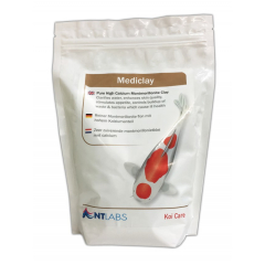 A sachet of NT Labs KoiCare Mediclay treatment.