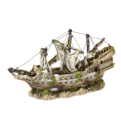 Galleon on rocks, aquarium ornament.
