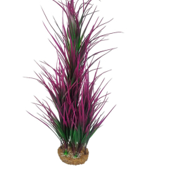 AquaManta Gravel Base Artificial Plant - Green Purple Grass